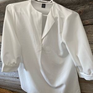 White Split-Neck Blouse